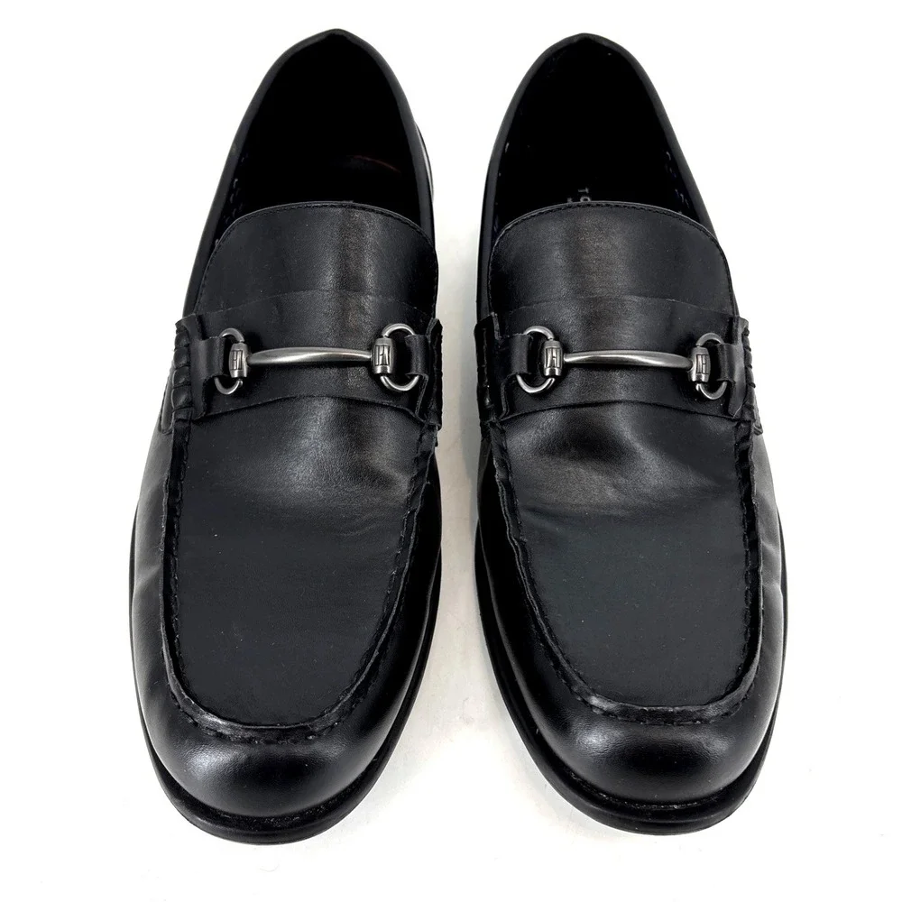 Tommy Hilfiger Jackal Men's‎ 11 Black Faux Leather Moc Toe Loafer Shoe